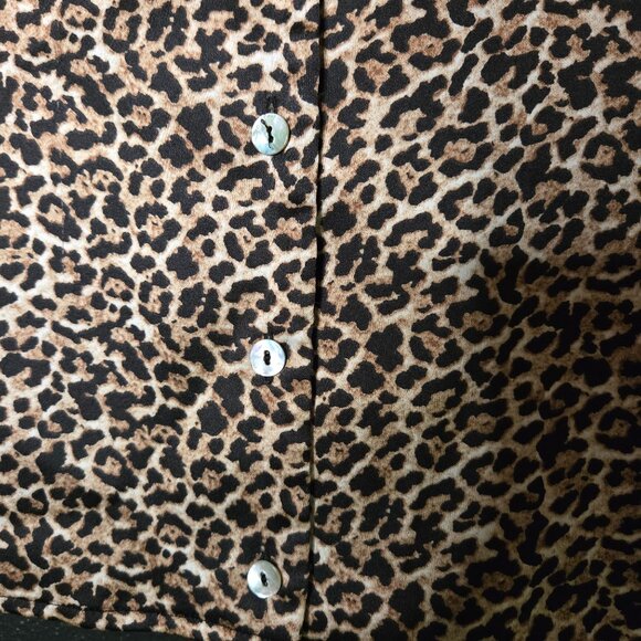 Rachel Zoe Womens Leopard Print Button-Up Blouse Medium - Picture 3 of 11